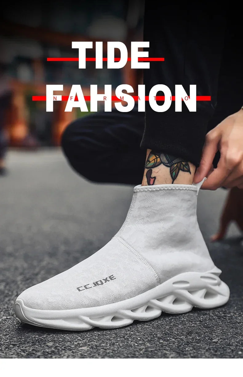 Socks Shoes for Men Black Sneakers Light Breathable Men Runing Shoes Outdoor Platform High Top Men Shoes New Unisex Sport Shoe