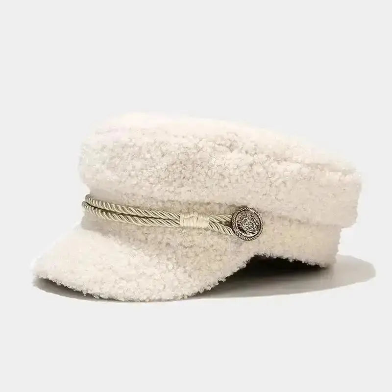 Autumn And Winter Women Warm Flat Top Hat Fashion Accessories For Women Head Decoration Warms Fashion Accessories