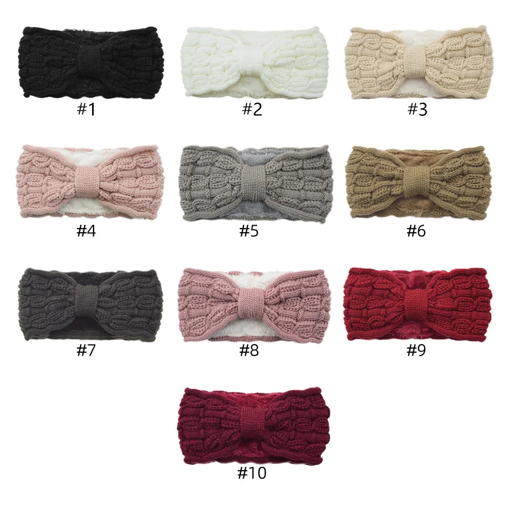 Winter Knitted Headband Crochet Turban Knitted Ear Warmer with Plush Lining Twisted Elastic Turban Head Wraps Hair Accessories
