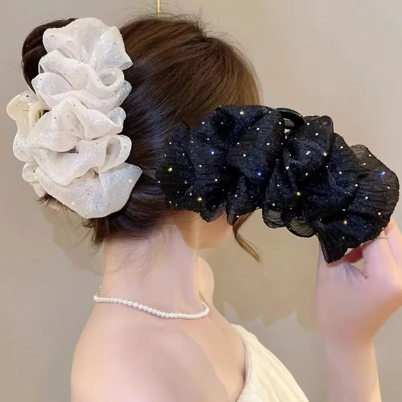 Mesh Bow Hair Clips Women Fashion Grab Claw Clip Female Hair Accessories Korea Elegant Hair Ornament Temperament Girls Headdress