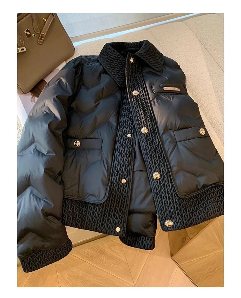 Women Cotton Padded Coats Autumn Winter Lightweight Fashion Turn-down Collar Quilted Jacket Outerwear Female Warm Overcoats
