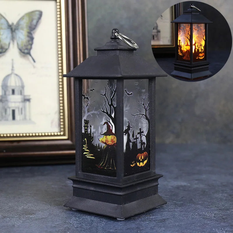 Halloween Decorations Pumpkin Castle LED Decorative Lamp Holiday Party Horror Props Candle Hanging Lantern Bar Garden Home Decor
