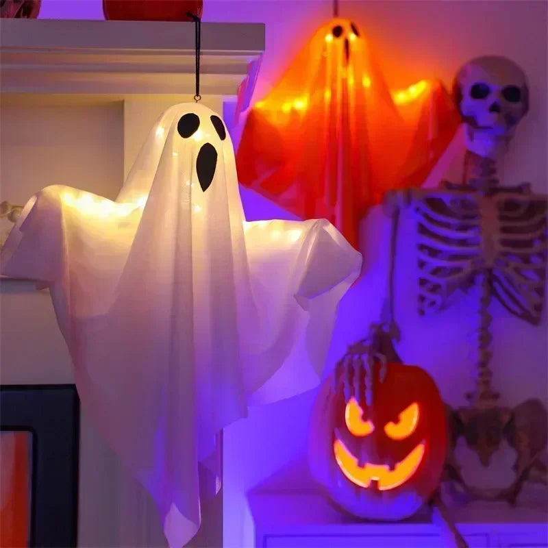 Halloween Party LED Glow Ghost Home Indoor Outdoor Decoration Supplies 2025 Haunted House Bar Hanging Horror Props with Lights