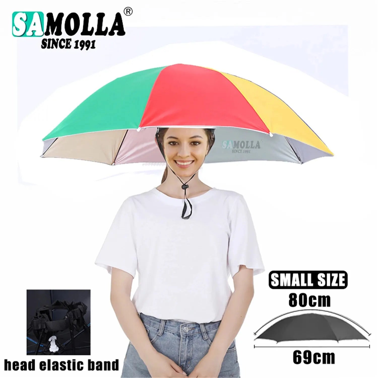 Rain Umbrella Hat Foldable Sun Shade Waterproof Fishing Headwear Cap Beach Head Hats Double-Layer UV Protection Sunscreen