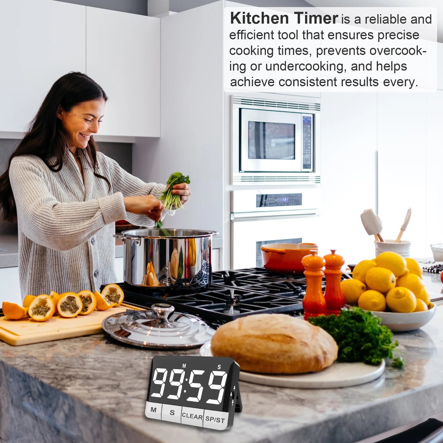 Kitchen Timer, Digital Kitchen Timer Countdown with Large LED Display, Count UP Countdown Magnetic Countup Timer for Cooking
