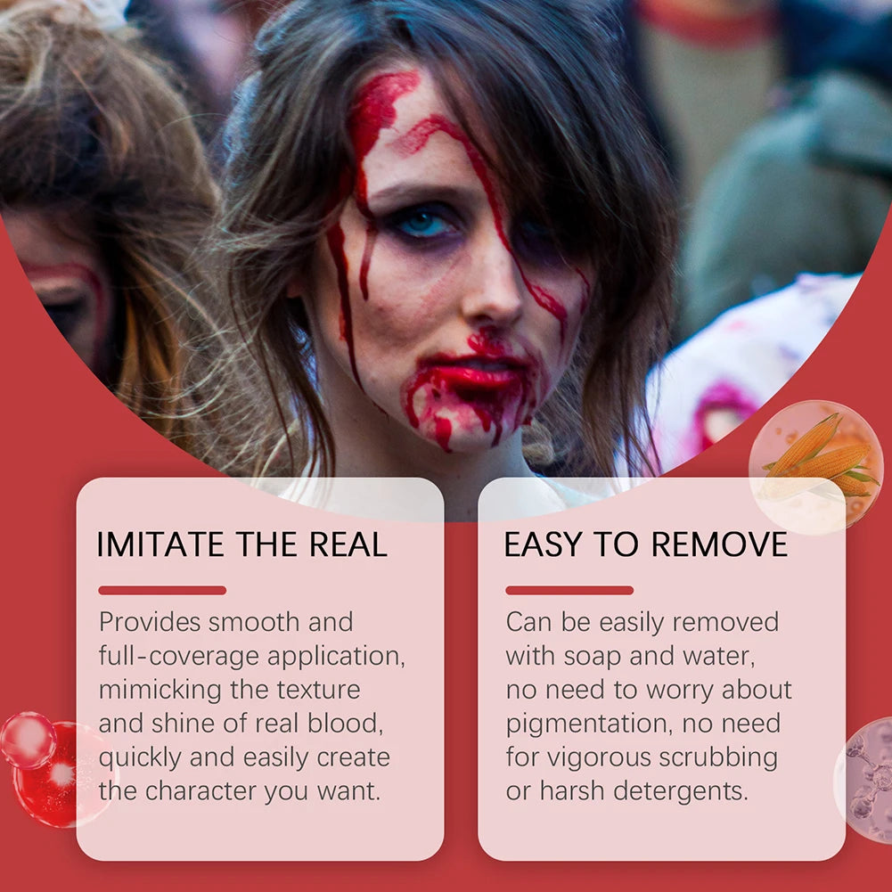 Halloween Fake Blood Makeup Kit Fake Blood SFX Makeup Kit Non Toxic Horror Makeup Set Washable Long Lasting for Zombie Vampire