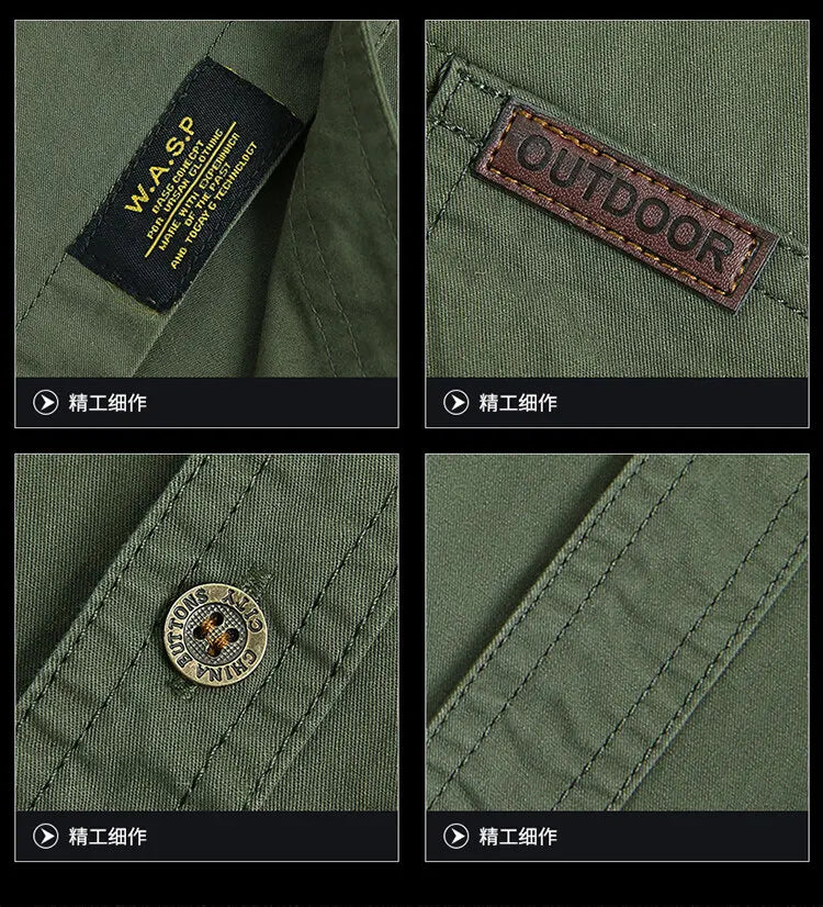 2023 Men Cargo Shirt Casual 100% Cotton Solid Short Sleeve Multi Pocket Work Blouses Loose Plus Size 5XL Business Men Clothing
