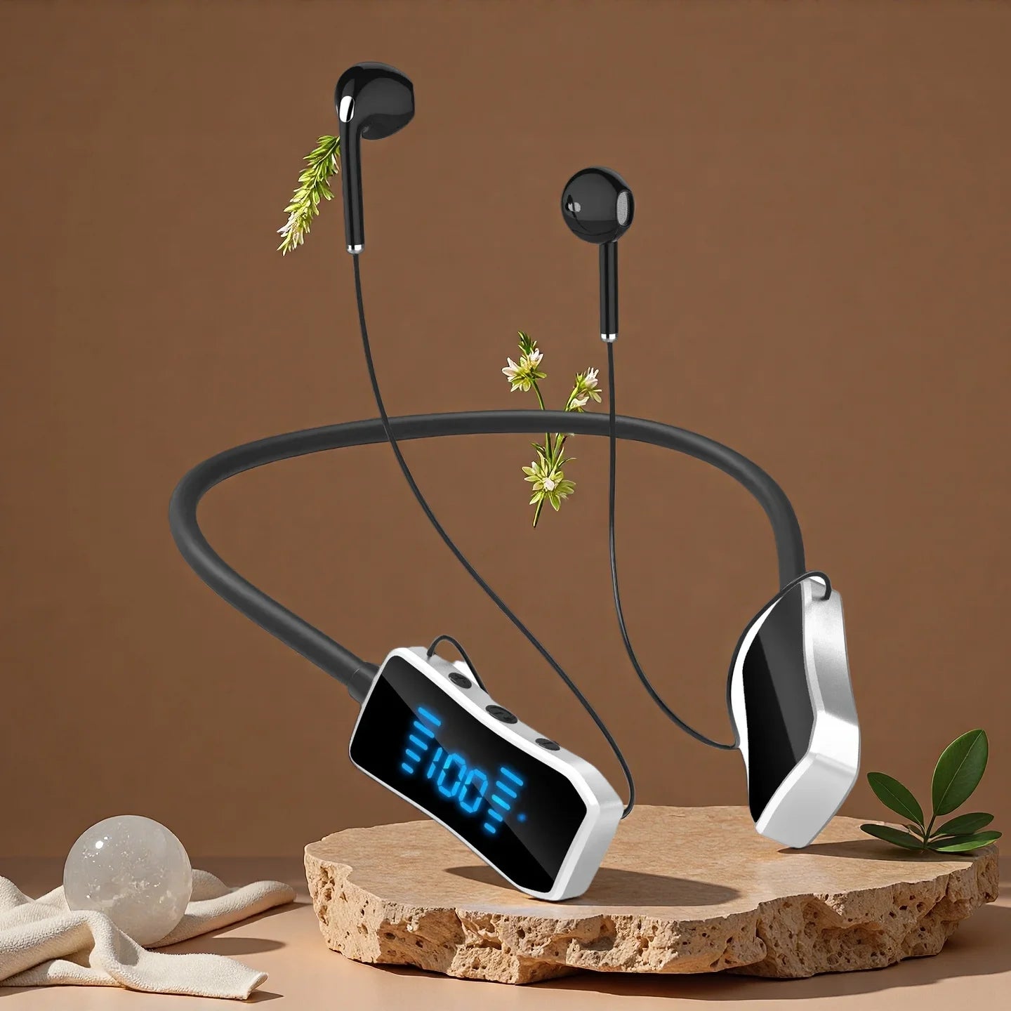 LED Display Stereo Wireless Bluetooth Earphones Magnetic Hanging Neck Headphones Headset Sports Gamer Headsets Noise Reduction