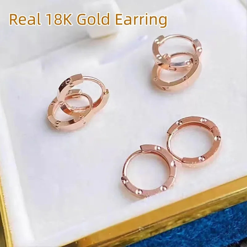 18K Gold Earring for Women Earring Clip Clasp Design Simple Fashion Fine Jewelry Gift