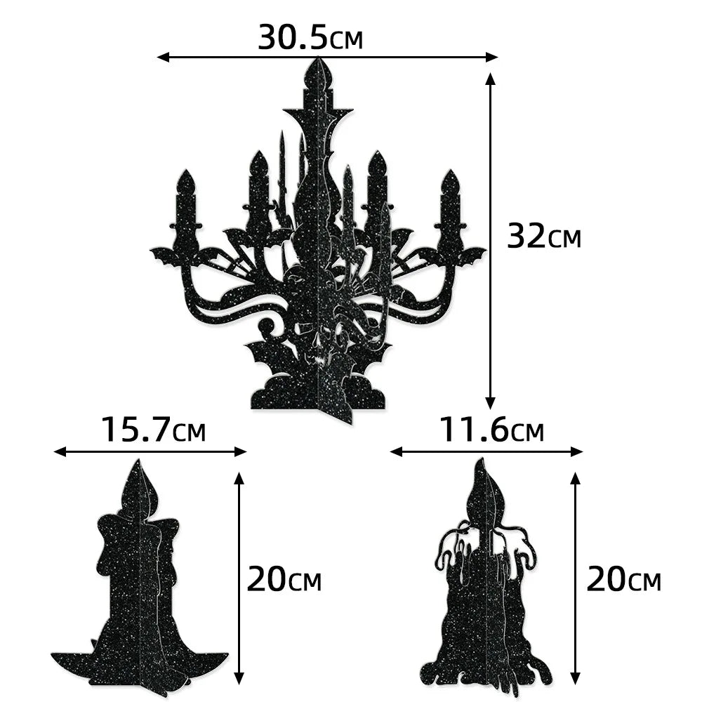 Halloween Decoration 6pcs Candlestick Ornament Haunted House Dining Table Arrangement Festival Dercoration Happy Halloween Day