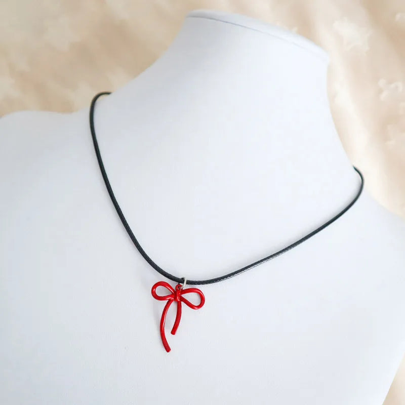 Sexy Choker for Women Bow Lace Tie Zircon Cross Necklace Clavicle Lady Jewelry Accessories Girl Gift