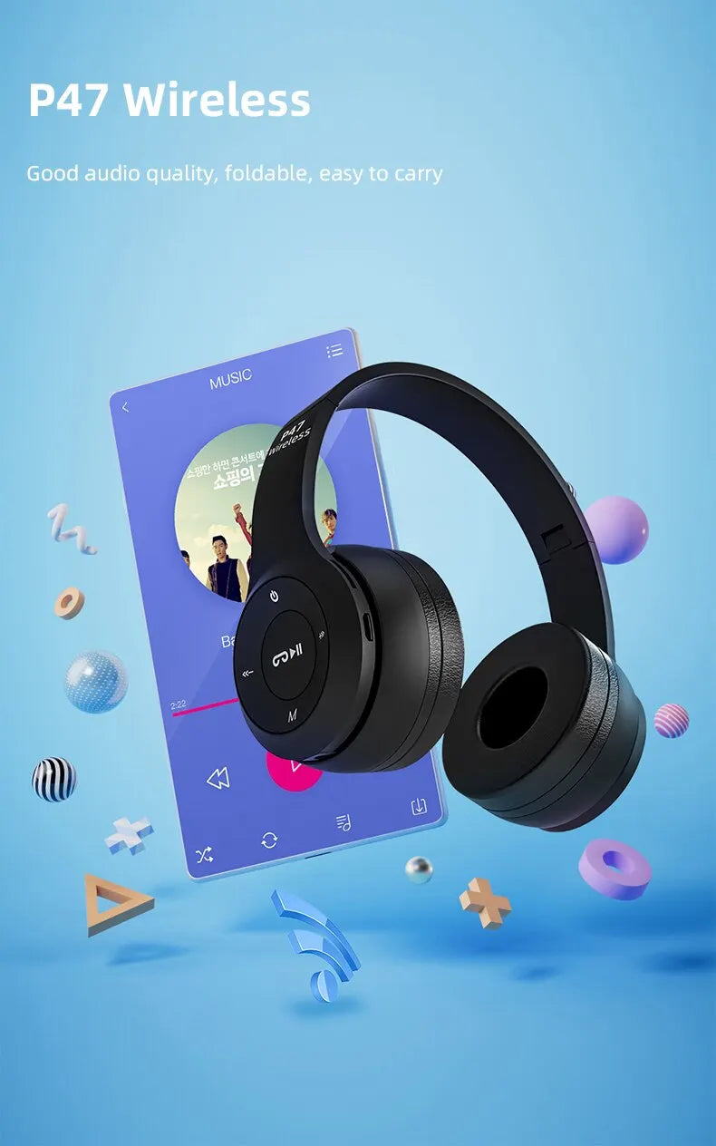 Bluetooth 5.0 P47 TWS Stereo Headphone Bluetooth Earphones Music Headset with Mic for Mobile iPhone Sumsamg Android IOS