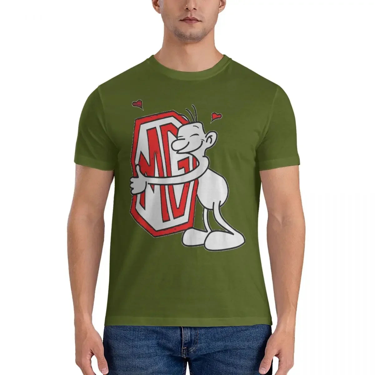 Men T-Shirts Quirky Fashion Cotton Tee Shirt Short Sleeve M-MG T Shirt Round Neck Clothes Adult