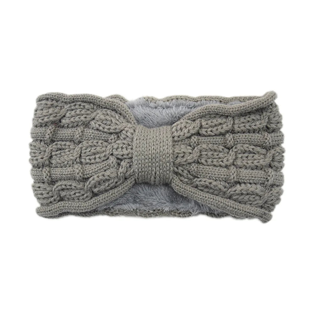 Winter Knitted Headband Crochet Turban Knitted Ear Warmer with Plush Lining Twisted Elastic Turban Head Wraps Hair Accessories