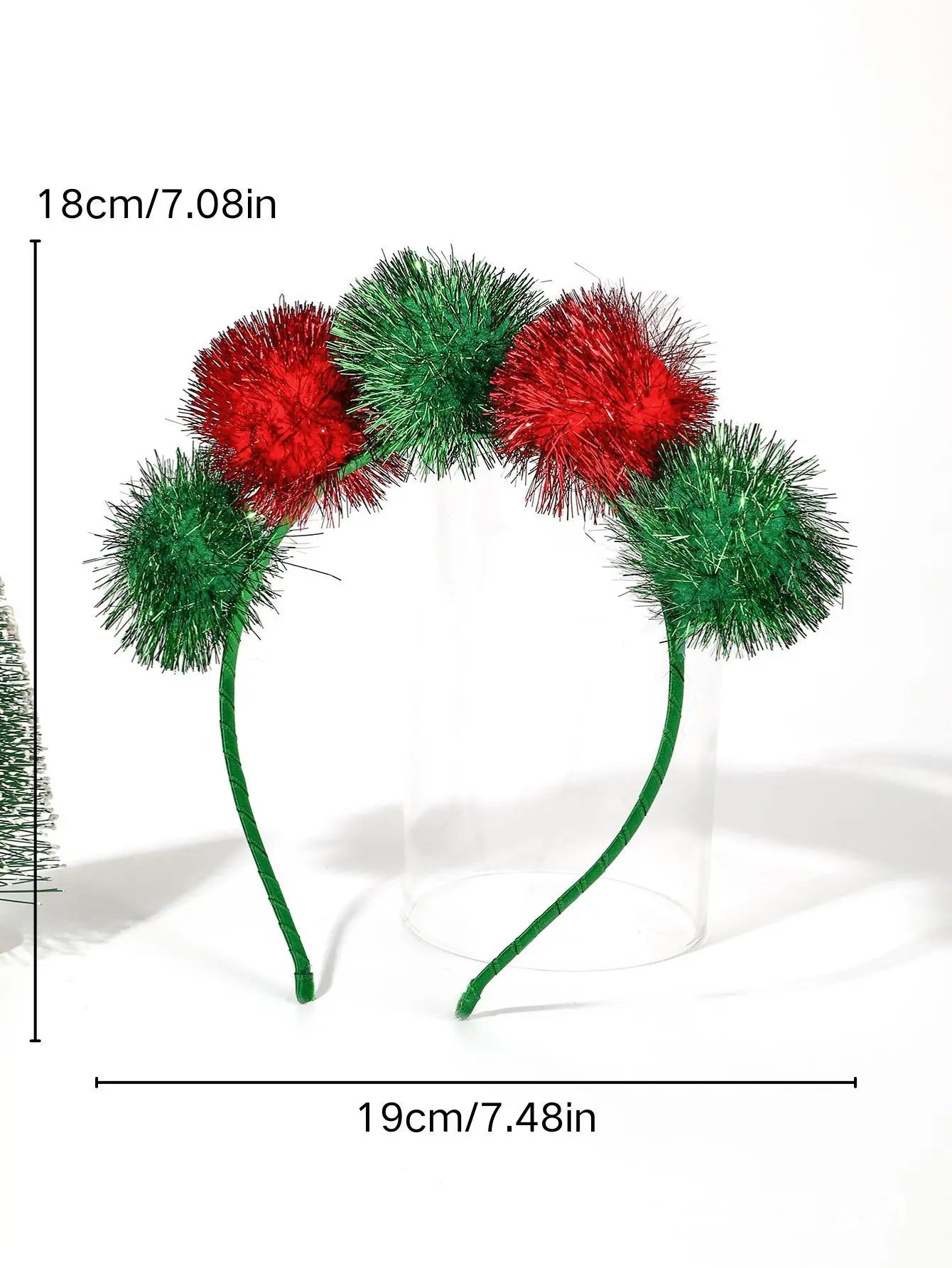 Christmas Red Green Hair Ball Holiday Party Headwear Hair Accessories Headband New Year Party Holiday Festival