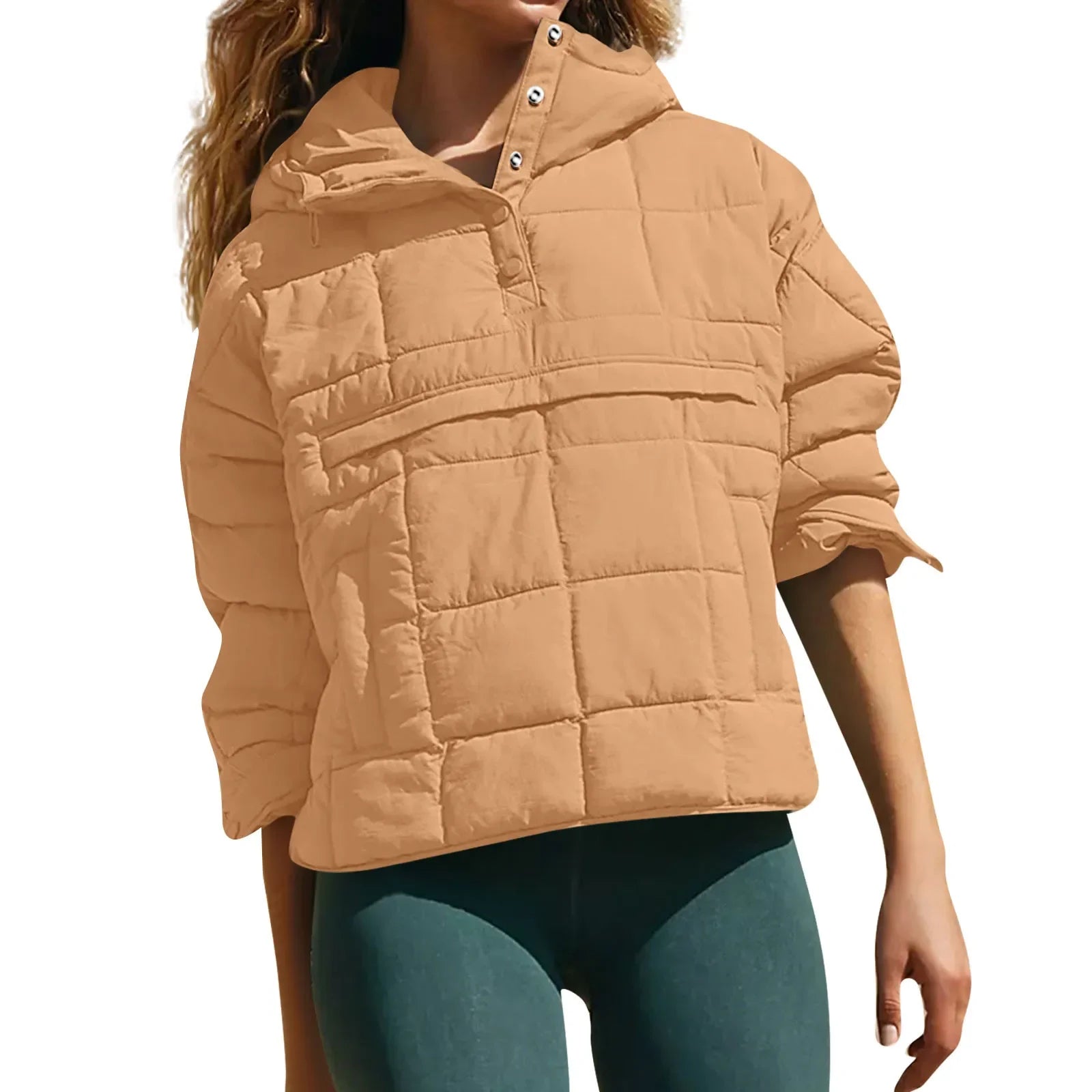 Quilted Jackets for Women Lightweight Long Sleeve Button Down Jacket Warm Winter Coat Outerwear with Pockets Ropas De Mujeres