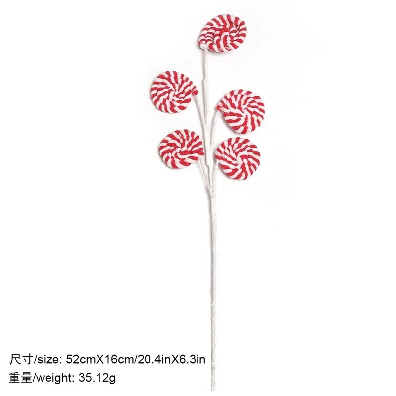 Christmas Decorations Candy Snow Berries Artificial Bouquet Xmas Tree Pendant Ornament Home Decor New Year 2025 Gift Accessories