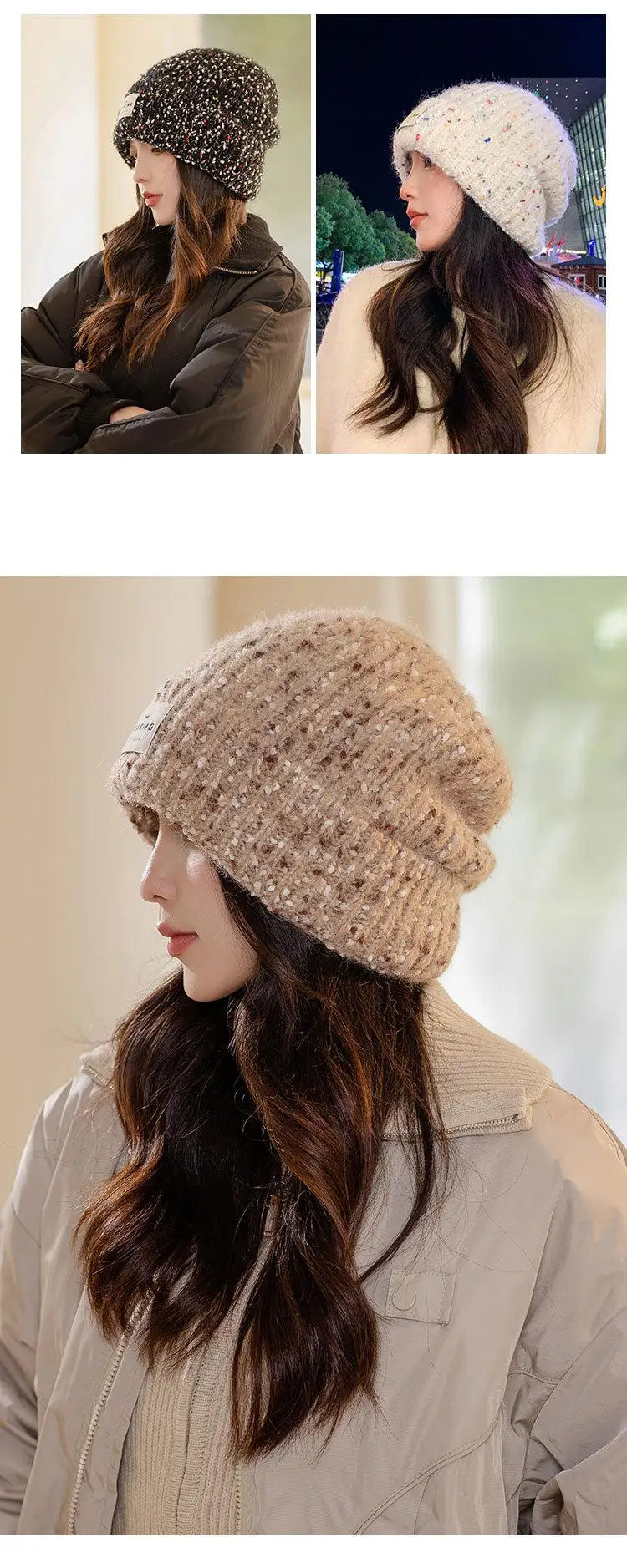 Winter Hats For Women Beanie Baggy Cap Knitted Ear Protection Keep Warm Windproof Casual Cold Proof Bonnet Winter Cap Candy