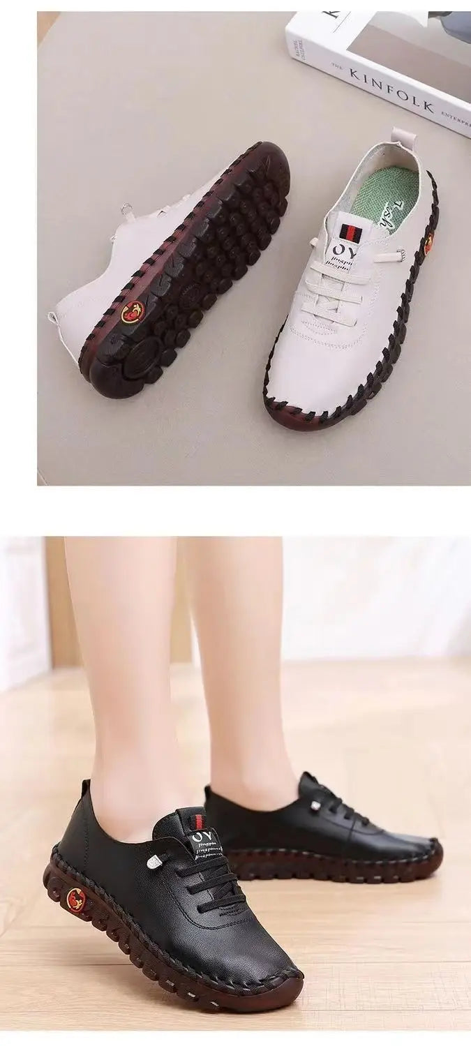 Spring Shockproof Orthopedic Shoes For Women Autumn Lace Up Flats Women's Loafers Ladies Comfort Moccasins Female Driver Shoes
