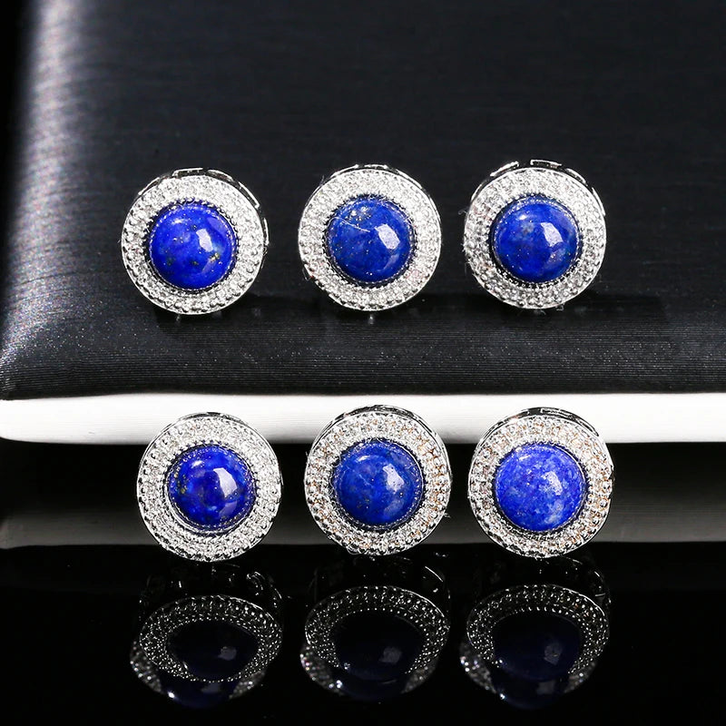 1 Pc Natural Stone Lapis Lazuli Round Cabochon Inlaid Magic Box Bead With Hole Pendant For Jewerly Making Diy Necklace Bracelet