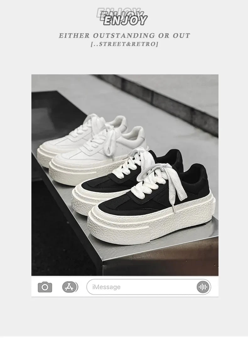 Men Fashionable Casual Sports Shoes Black White Thick-soled Lightweight Comfortable Outdoor White Sneakers Men Size 38-46