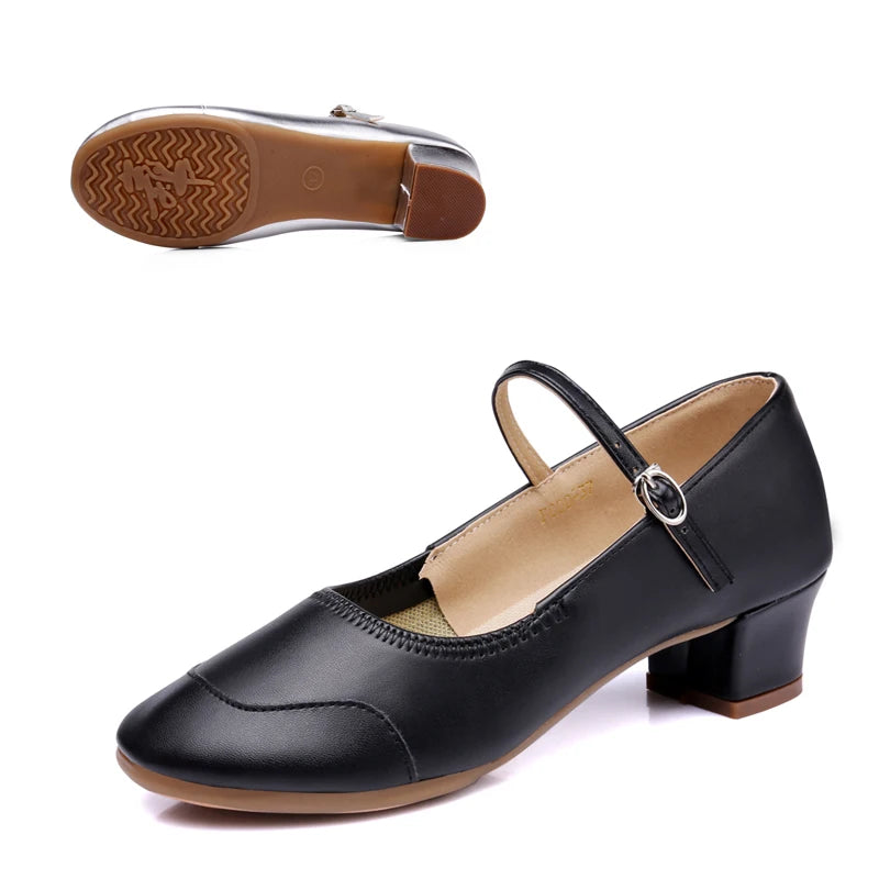 Dance Shoes for Woman Girls Ladies Latin Ballroom Modern Salsa Practise Dancing Shoes Closed Toe Square Dance Soft Rubber Sole