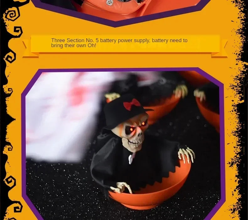 Halloween Electric Ghost Prop Animated Motion Sensor Light Up Sound Head Stretch Swing Party Decoration Haunted House Decor