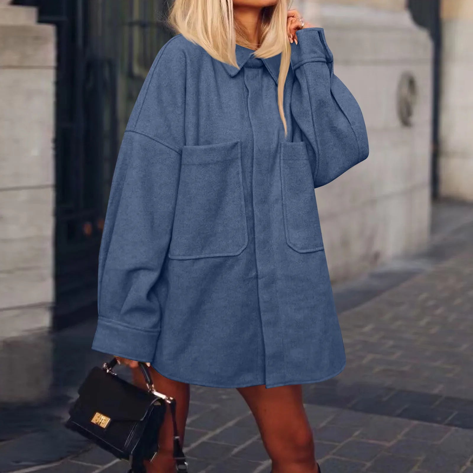 Women Casual Comfort Jackets Cozy Soft Fabric Casual Lapel Collar Winter Outerwear Female Daily Vintage Wearing With Pocket