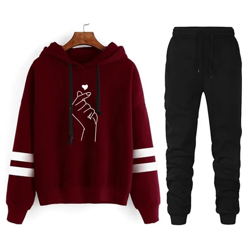 Women's Sports Suit Stripe Two Piece Set for Women 2024 Loose and Comfortable Casual Hoodie Daily Jogging Tracksuit Matching