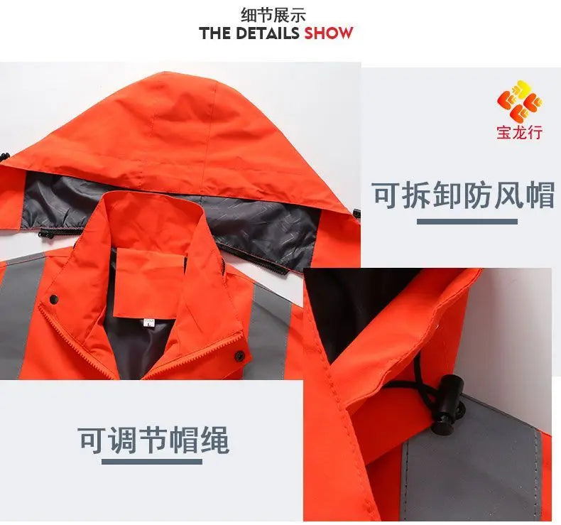 Men's Work Jacket with Reflective Stripes, Custom Logo Available, Casual Autumn Winter Coat for Men