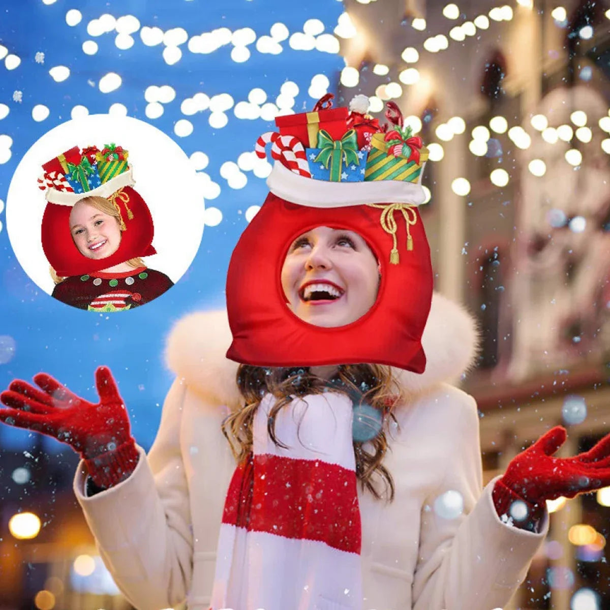 Christmas Funny Hat Novelty Christmas Tree Chips Gift Shaped Mask Cap Headgear Xmas Party Prop New Year Navidad Decoration Favor