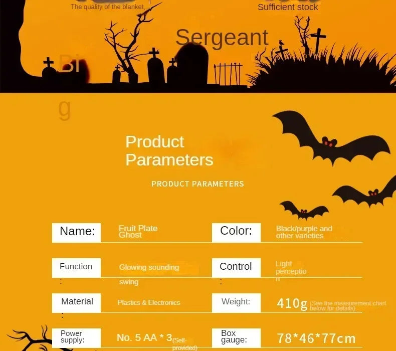 Halloween Electric Ghost Prop Animated Motion Sensor Light Up Sound Head Stretch Swing Party Decoration Haunted House Decor