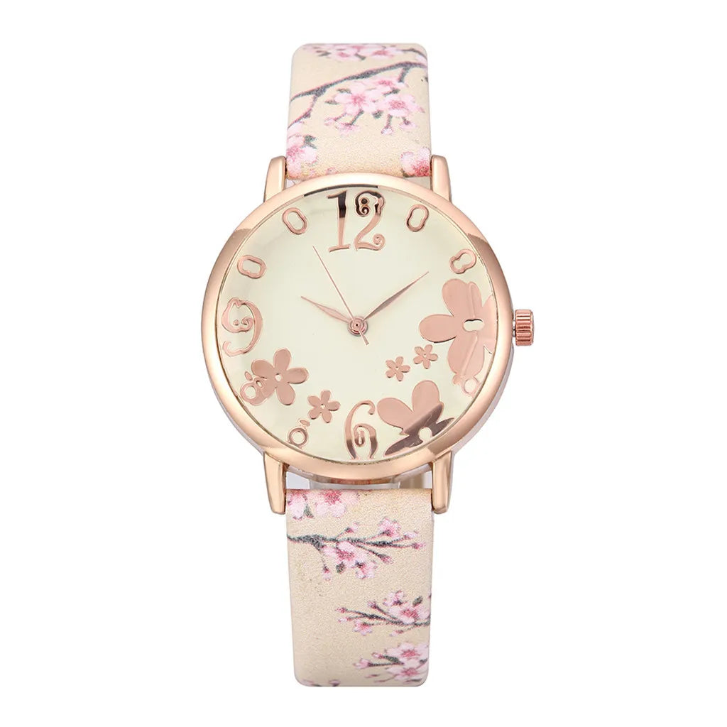 Watch for women with Colorful flowers small fresh printed belt Fashion Ladies Quartz Watch Exquisite watch часы женские