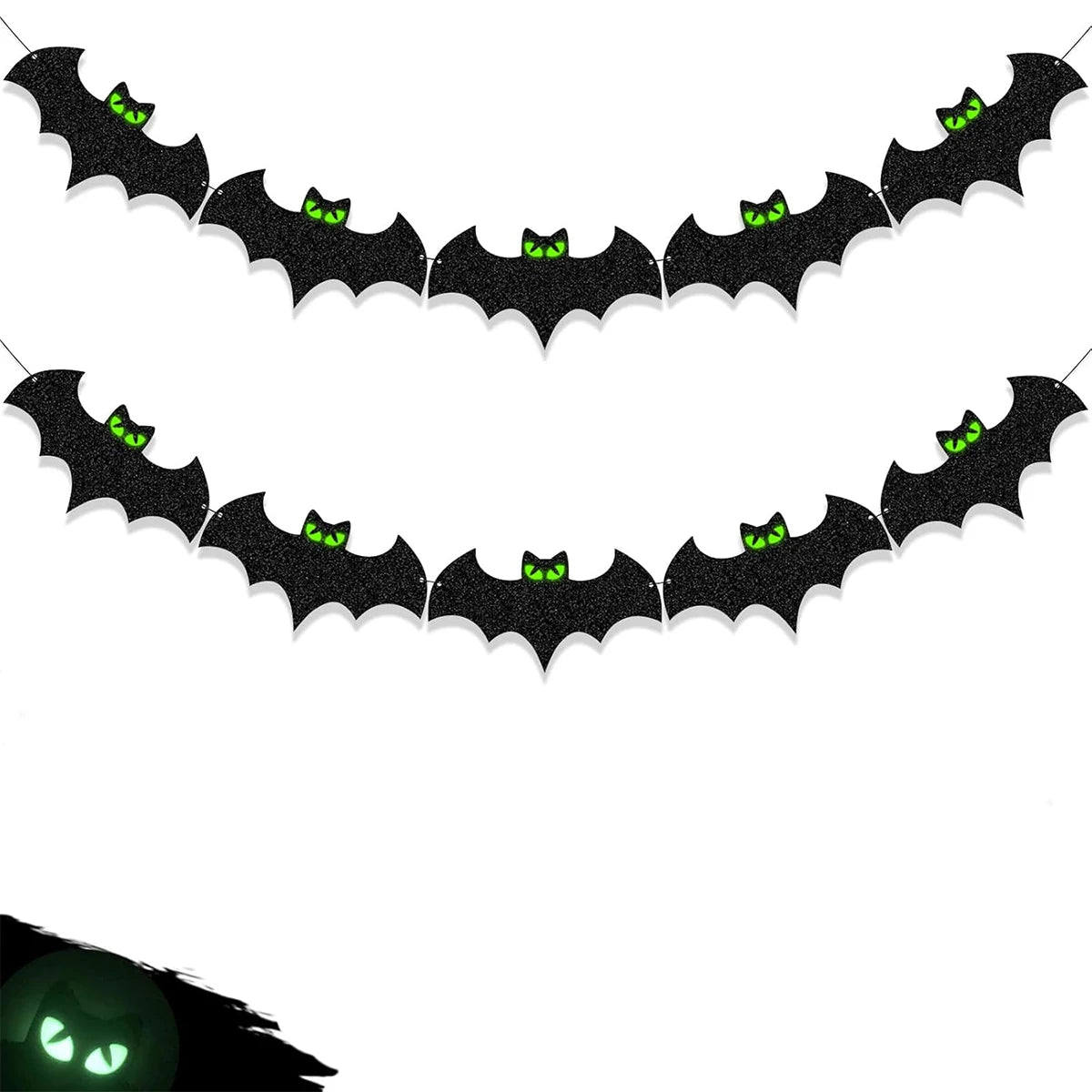 Halloween Fluorescence Bat Banners Ghost Bat Hanging Streamers Decorations Halloween Party Decorations Backdrop Decorations