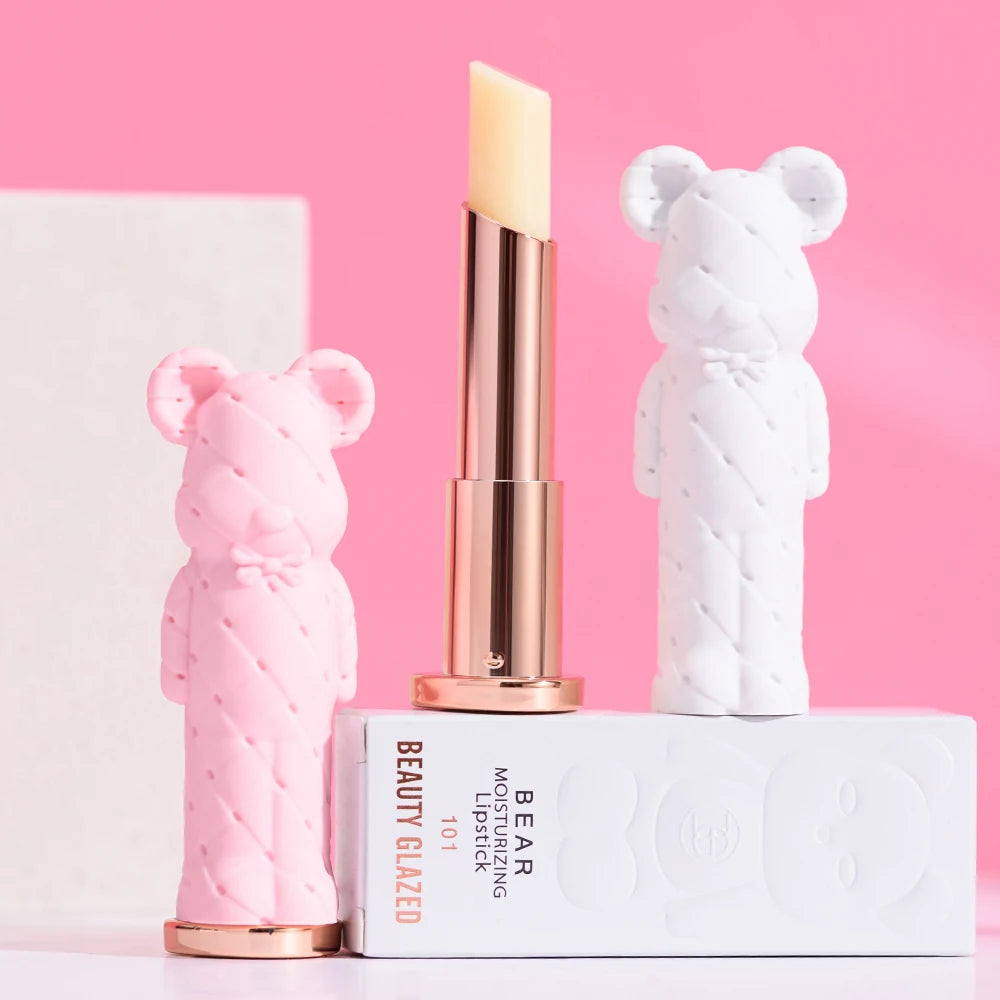 Beauty Glazed Bear Moisturizing Lipstick,Colored Lip Balm,Nourishing Lip stick,Easy To Color,Watery