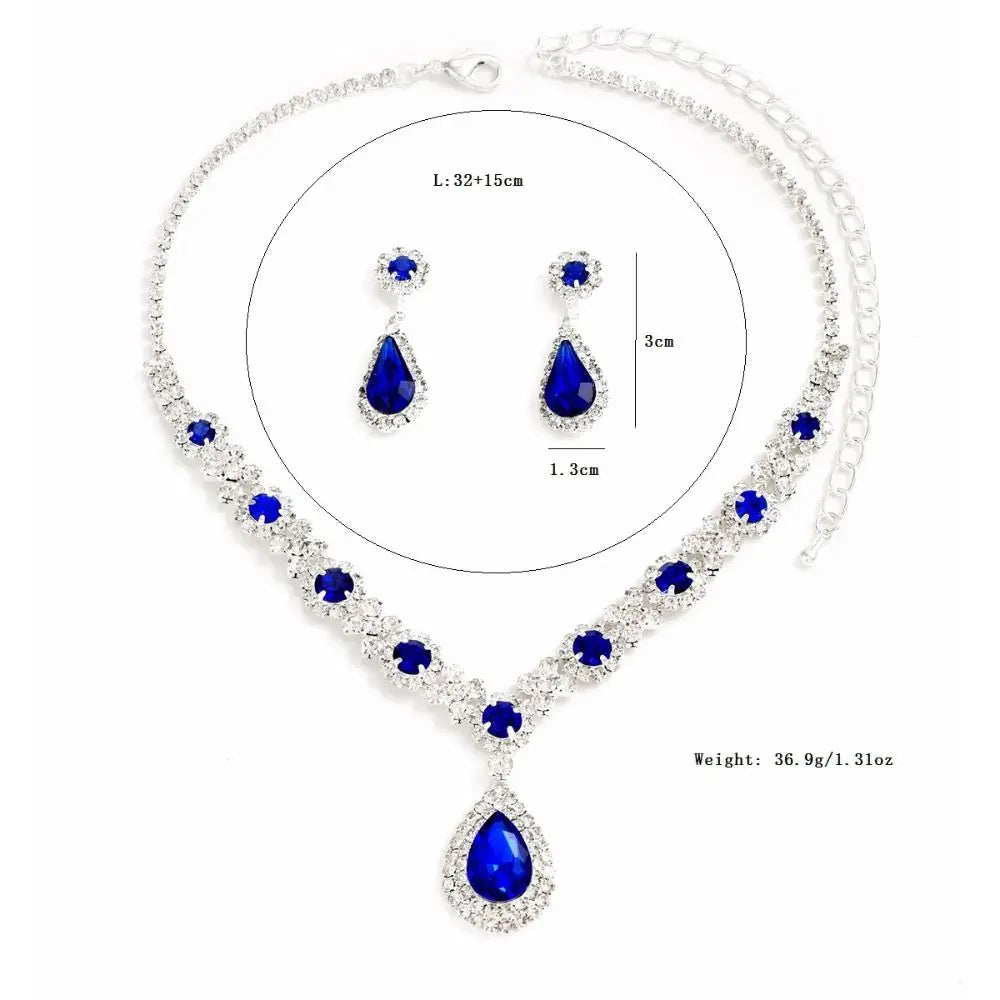 Fashionable Crystal Jewelry Necklace Earring Set Premium Luxury Pendant Necklace Original Design Inlaid Zircon Dangle Earrings