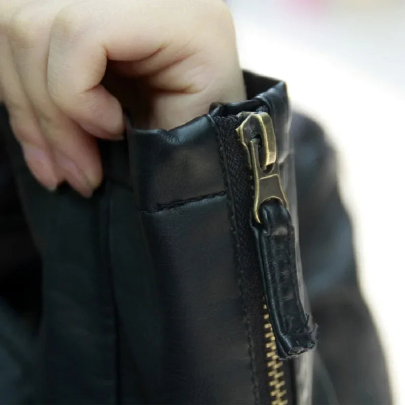 Women Faux Leather Jackets 2025 Autumn Slim Cool Lady Basic Jacket Black Coats Sweet Female Zipper Jacket Coat Outwear Plus Size