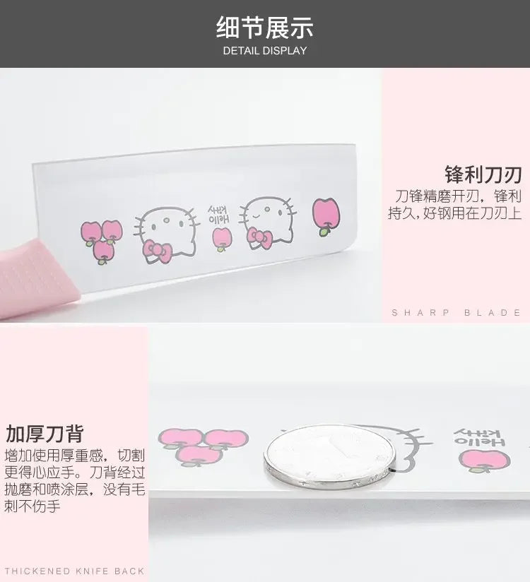 Sanrio  animation peripheral cartoon Kawaii Hello kitty anti-rust kitchen knife cutting board set creative fruit knife wholesale