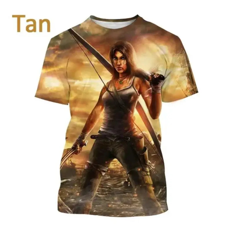 Men T Shirt Classic Video Game Tomb Raider Graphic T-shirt Personality Harajuku Street Oversized T Shirt Unisex Tops Clothing