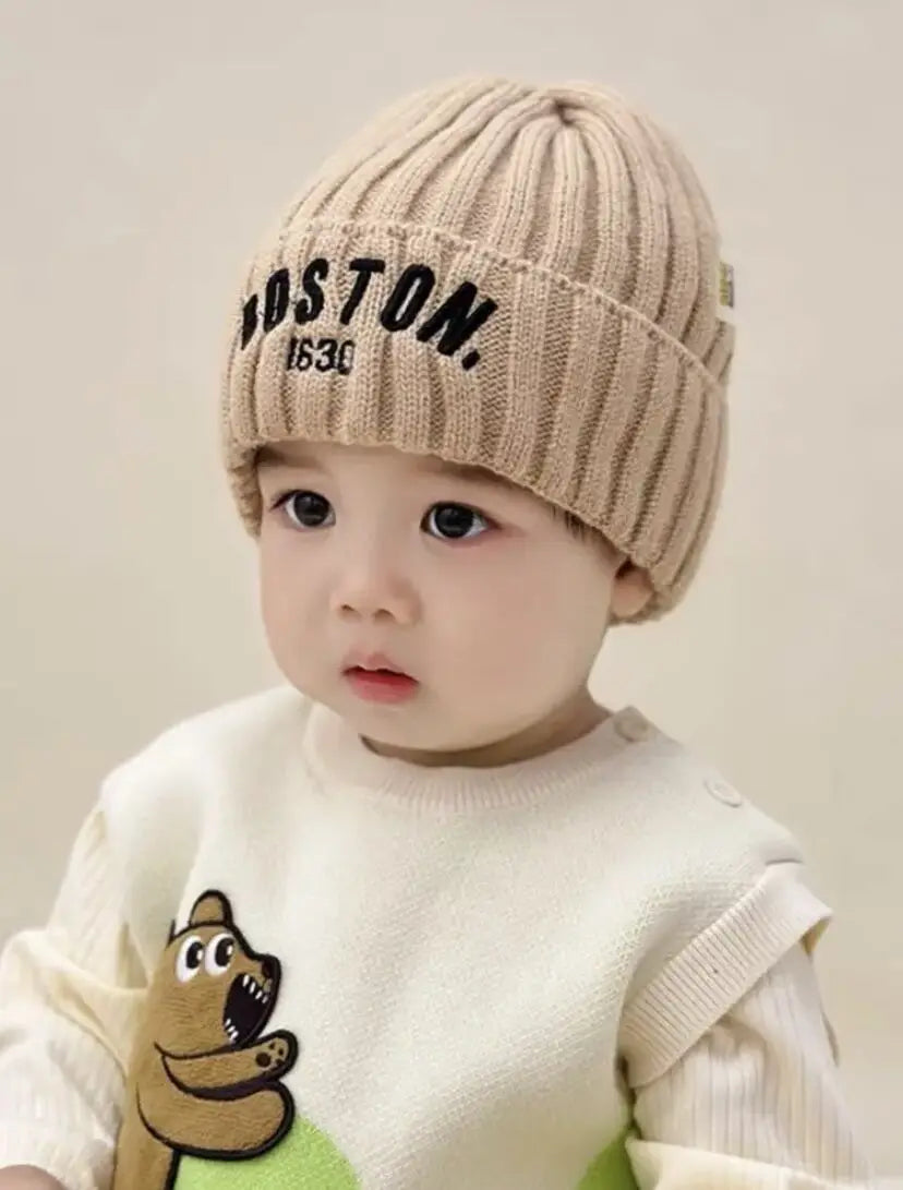 Winter Baby Hat Fashion Letter Pattern Knit Beanie Warm Cap for Infant Newborn Cold Weather Beanie Kid Accessories