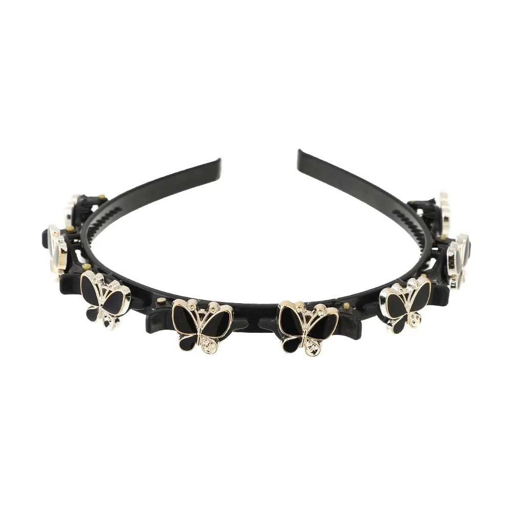 Hair Accessories Elegant Hair Bands with Clips Shiny Sweet Women Butterfly Hair Hoop Hair Weaving Tool Headwear Hairband Gifts