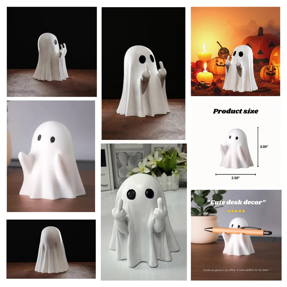 Halloween Ghost Ornament Cute Resin Creative Pen Holder Funny Creative Ghosts Home DIY Decor Cute Tabletop Ornaments Funny Gifts