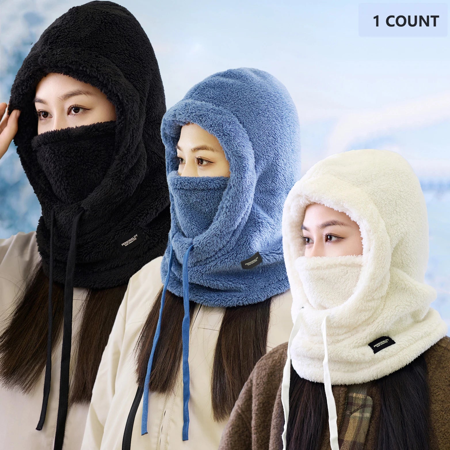 Adjustable Winter Balaclava Hat with Sherpa Hood and Windproof Ski Face Cover for Men and Women