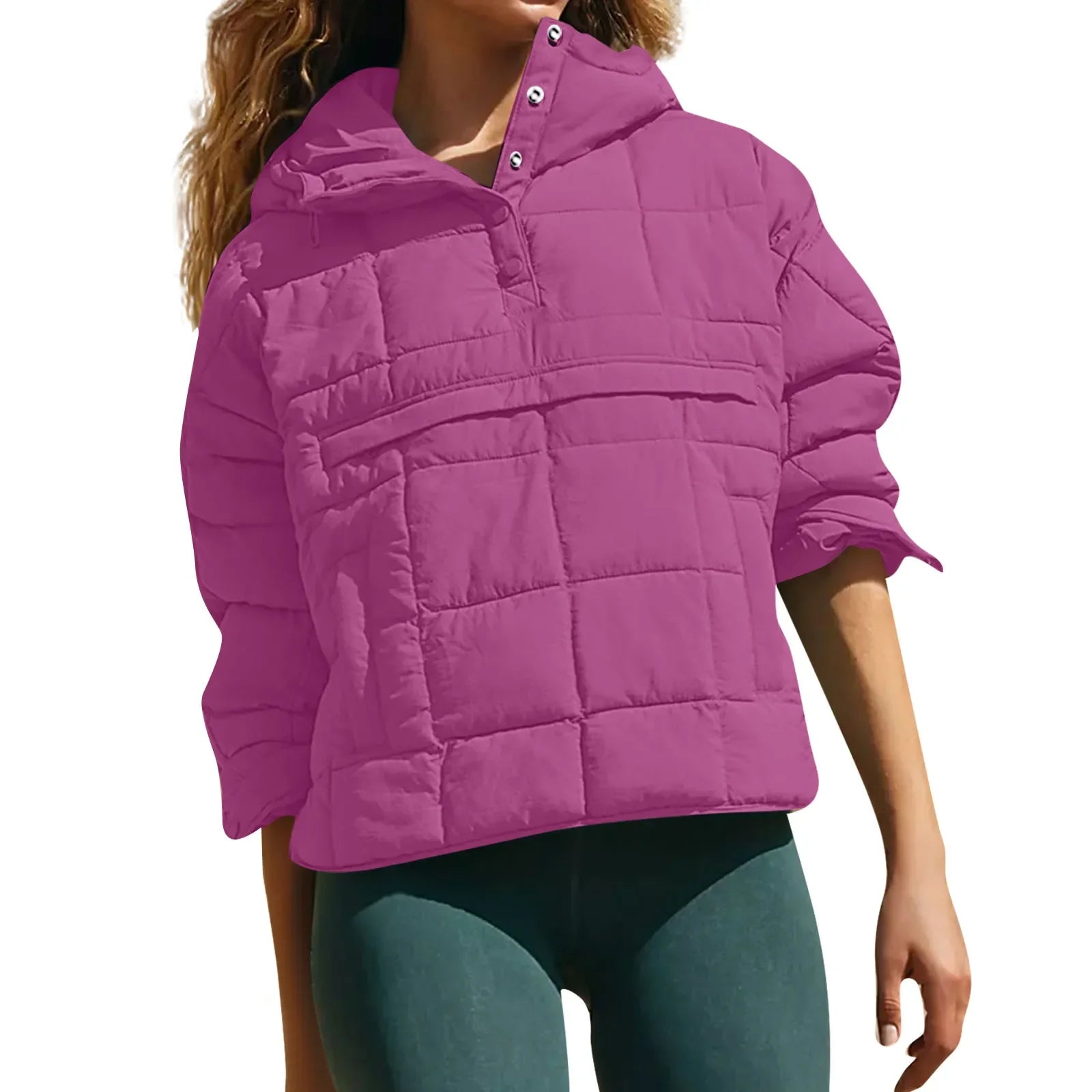 Quilted Jackets for Women Lightweight Long Sleeve Button Down Jacket Warm Winter Coat Outerwear with Pockets Ropas De Mujeres