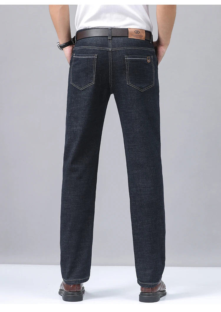 2024 Denim Jeans Casual Fashion Business Pants Classic New Arrivals Elastic Regular Fit Straight Trousers