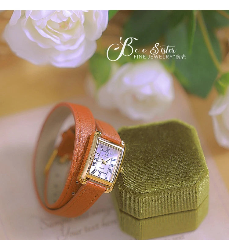 Women Watches 2025 Casual Vintage Leather Watch For Women Fashion Quartz Wristwatches Rose Gold Square Clock Gift For Girlfriend
