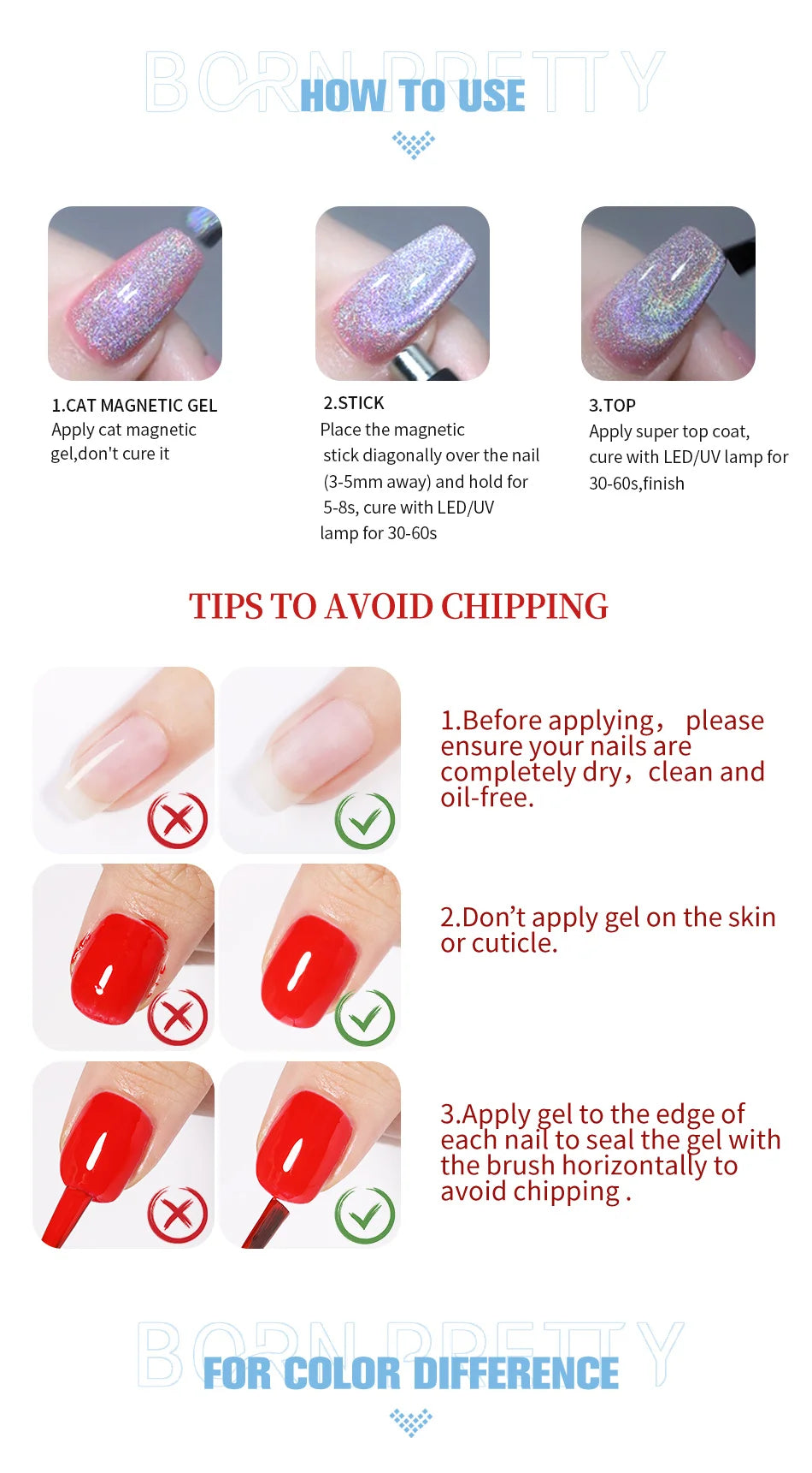 BORN PRETTY 10ml Green Cat Magnetic Gel Ultra Shine Holographic Glitter Semi Permanant Soak Off UV LED Gel Varnish For Manicure