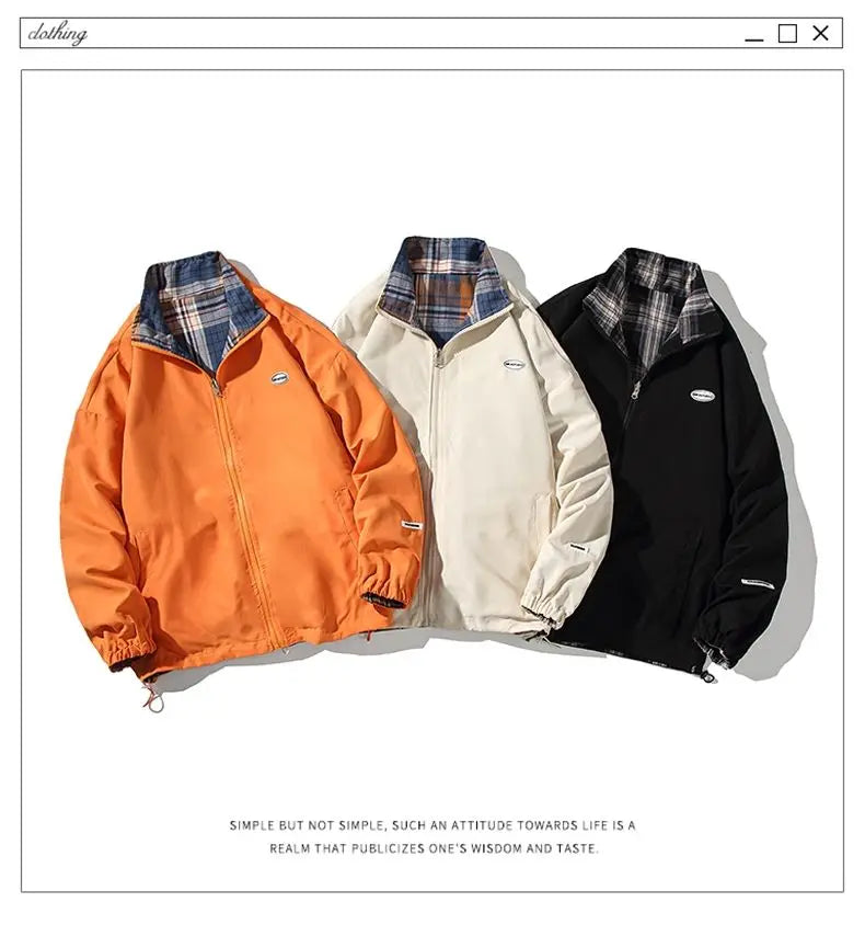 Bomber Jackets Women American Retro Chic High Street Casual Coats Reversible Turn-down Collar Fashion Newly Autumn Simple Loose