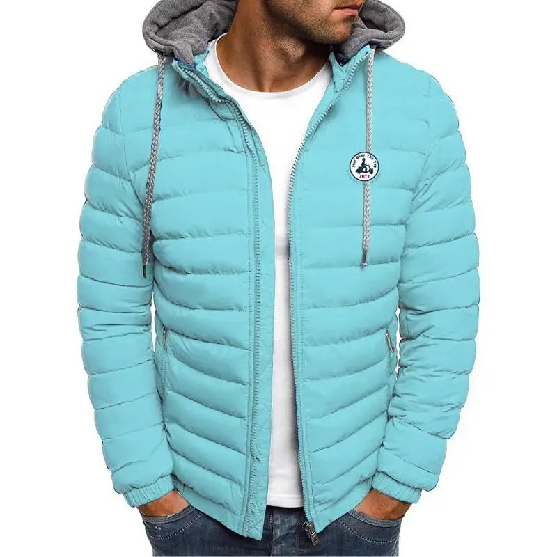 JOTT men's jacket, autumn and winter jacket, sportswear and leisure wear, cotton hooded jacket, light winter down jacket