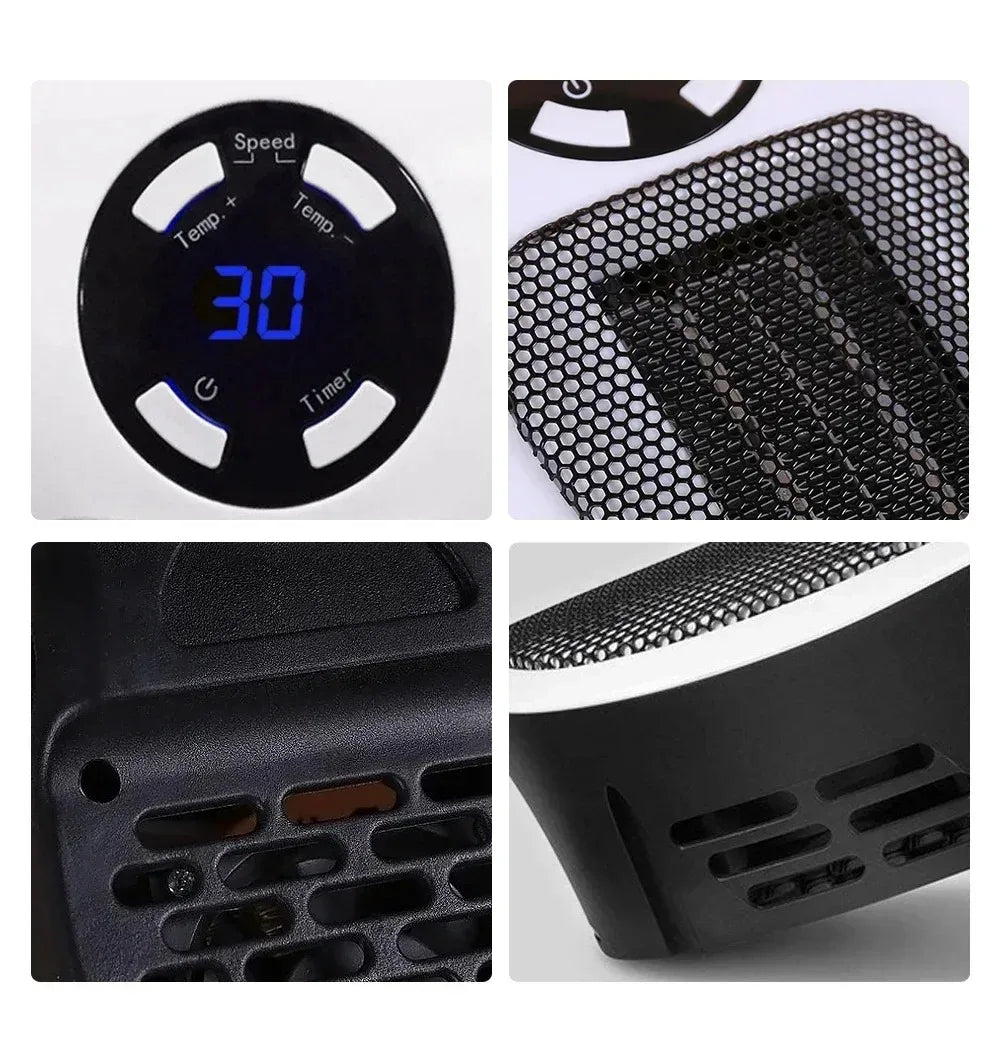 EU/US 500W Mini Heater for Home Small Bathroom Heating Fans Wall Mounted PTC Ceramic with Remote Control Household